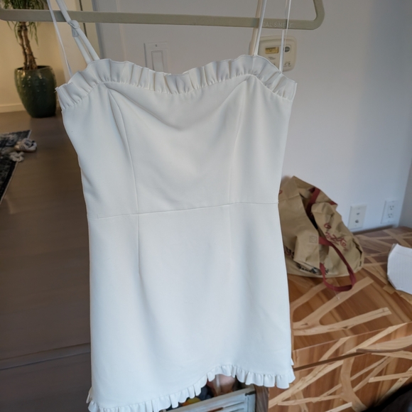French Connection White Ruffle Mini Dress - Picture 2 of 5